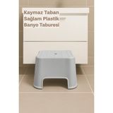 Mikasso Kaydırmaz Tabanlı 200 kg Taşıma Kapasiteli - Ultra Dayanıklı Banyo Taburesi Gri Plastik - Çok Renkli
