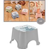 Mikasso Kaydırmaz Tabanlı Çocuk Taburesi Desenli Banyo Lavabo Yükseltici Tabure Gri - Çok Renkli