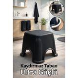 Mikasso Kaymaz Ekstra Güçlü Lüx Çok Amaçlı Beyaz Banyo Taburesi Siyah Plastik - Çok Renkli