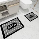 Mikasso Kaymaz Taban Yıkanabilir 2'li Banyo Paspas Takımı Siyah Beyaz Bath Dijital Baskılı 60X90CM- 40X60CM - Çok Renkli