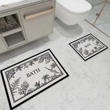 Mikasso Kaymaz Taban Yıkanabilir Ikili Banyo Paspas Takımı Siyah Beyaz Bath Dijital Baskılı 60X90CM- 40X60CM - Çok Renkli