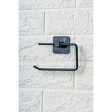 Mikasso ® Kendiliğinden Yapışkanlı Siyah Paslanmaz Metal Kapaksız Tuvalet Kağıtlığı Aparatı Siyah