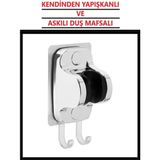 Mikasso Kendinden Yapışkanlı Duş Başlığı Askısı Mafsal Krom Nano Güçlü 15 kg Taşıyabilen Tutacak Duş Askısı