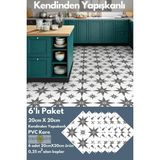 Mikasso Kendinden Yapışkanlı Pvc Sticker 6ADET 20CM×20CM Mutfak Banyo Duvar Zemin Kaplama Beyaz - Çok Renkli