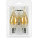 Mikasso KES600 – LED Flamanlı Buji Ampul 4W (2700K | E14 | 2’li Paket) - Çok Renkli