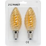 Mikasso KES610 – LED Flamanlı Buji Ampul 4W (2700K | E14 | 2’li Paket) - Çok Renkli