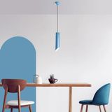 Mikasso Kesik Boru Rustik Tekli Sarkıt Avize Mavi, Endüstriyel Dekoratif Tavan Lambası MR-976-LIGHTBLUE Meta - Çok Renkli