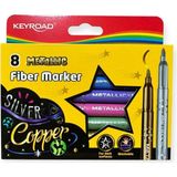 Mikasso Keyroad Metallic Fiber Marker 8 Renk Keçeli Kalem Seti Çok Renkli