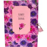 Mikasso Kilitli Defter & Kilitli Günlük Flowery Journal Karton Düz Renkli 72 Yaprak Orta Boy Çok Renkli Kons