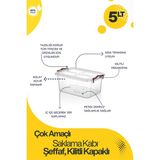 Mikasso Kilitli Erzak Saklama Kabı Çok Amaçlı Düzenleyici Kutu 5 Lt Plastik Beyaz