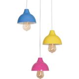 Mikasso Kinder Modern Tasarım Salon - Mutfak - Çocuk Odası Mavi Sarı Pembe Renk Sarkıt 3 Lü Avize Metal 3 E2 - Çok Renkli