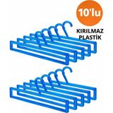 Mikasso Kırılmaz Mavi Şal Askısı -Eşarp Askısı- Atkı Askısı Dikdörtgen 10'lu Paket Plastik Mavi Tr