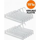 Mikasso Kırılmaz Şefaf Şal Askısı -Eşarp Askısı- Atkı Askısı Dikdörtgen 10'lu Paket Plastik Çok Renkli Tr
