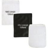 Mikasso Kirli Torbası - Temiz Torbası - Çamaşır Filesi 3'lü Set Siyah Tr