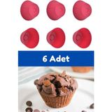 Mikasso Kırmızı 6'lı Silikon Mini Browni Kalıbı - Muffin Kalıbı 6 Adet Cupcake Kek Kalıbı Silikon Kırmızı