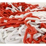 Mikasso Kırmızı Beyaz Plastik Zincir, Duba Zinciri, Emniyet Zinciri 6 mm 5 Metre