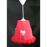 Mikasso Kırmızı Fiyonklu Kız Çocuk Odası Avize Peluş Tüylü Kumaş 1 E27 Kırmızı Bebek / Çocuk Odası - Çok Renkli