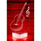 Mikasso Kırmızı Gitar 3D Görünümlü LED Lamba Cam Kırmızı - Çok Renkli