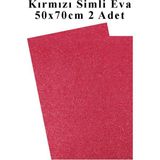 Mikasso Kırmızı Simli Eva 50X70 cm 2 Adet Simli Eva Süngeri Okul Kreş Anasınıfı Elişi Etkinlikleri - Çok Renkli