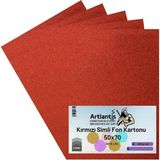 Mikasso Kırmızı Simli Karton 50X70 5 Adet Simli Karton Kırmızı 5 Adet 50*70 - Çok Renkli
