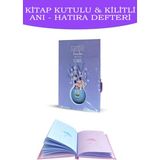 Mikasso Kitap Kutulu-Kilitli Anı Hatıra Defteri Sert Düz Renkli Orta Boy Mor Not Defteri A5 44 Yaprak - Çok Renkli