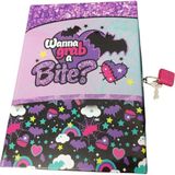 Mikasso Kız Çocuk Kutulu Kilitli Hatıra Defteri "wanna Grab A Bite?" 13*9 cm 48 Yaprak Karton Çizgili Belirt - Çok Renkli