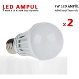 Mikasso Klasik Duy Uyumlu LED Lamba Aydınlatma Ampül 7 Watt 7W Enerji Tasarruflu LED Ampul 2 Adet Turuncu