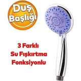 Mikasso Klasik Tek Fonksiyonlu Metalik Duş Başlığı, Şık ve Kullanışlı Tasarım Metalik Plastik
