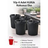 Mikasso Kokusuz Sert Plastik Oto Araba Küllük 4 Adet Eko Plastik Siyah Yuvarlak