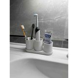 Mikasso Kolay Temizlenebilir 3 Bölmeli Diş Fırçalık ve Banyo Düzenleyici Plastik Beyaz - Çok Renkli
