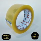 Mikasso Koli Bandı 3 Adet Akrilik 45MM*100METRE Yüksek Kalite Şeffaf