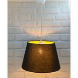 Mikasso Konik Kumaş Şapkalı Iç Desenli Modern Tek Sarkıtlı Avize Kumaş 1 E27 Siyah Salon / Oturma Odası - Çok Renkli