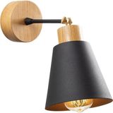 Mikasso Konikkem Hareketli Başlık Metal Sıvama Tekli Mafsallı Natural Ahşap Aplik Siyah KONIKKEM-N-610 Metal - Çok Renkli