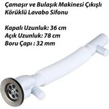 Mikasso Körüklü Lavabo Sifonu Çamaşır ve Bulaşık Makenise Çıkışlı- 75 cm