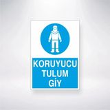 Mikasso Koruyucu Tulum Giy 21X28 Arkası Yapışkanlı Iş Güvenlik Sticker