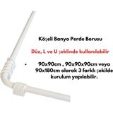 Mikasso Köşeli Banyo Perde Borusu Metal Beyaz - Çok Renkli