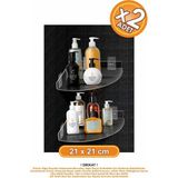 Mikasso Köşeli Banyo Raf Şeffaf X2 Adet 20X20CM Banyo Düzenleyici Banyo Raf Sabunluk Raf Düzenleyici Çok Ren - Çok Renkli