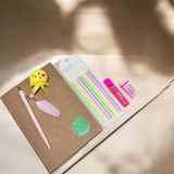 Mikasso Kraft-Premium Kırtasiye Paketi Defter +07KALEM+07UÇ +Silgi+Sticky+Kalem Başlığı Hediye Yapışkanlı No - Çok Renkli