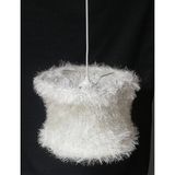 Mikasso Krem Tüylü Yatak Odası Avizesi Çap 30 cm Kumaş 1 E27 Bej Salon / Oturma Odası - Çok Renkli