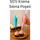 Mikasso Krema Sıkma Poşeti Torbası, Tek Kullanımlık 50 Adet Belirtilmemiş
