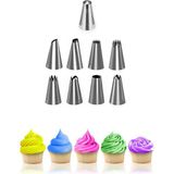 Mikasso Krema Sıkma Torbası Seti 10 Parça Çelik Pasta Krema Torbası Kek Süsleme Kurabiye Muffin Kalıbı Tart