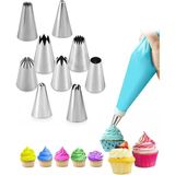 Mikasso Krema Sıkma Torbası Seti 10 Parça Pasta Cupcake Krema Süsleme Torbası Evde Tatlı Yapımı Çelik