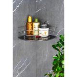 Mikasso Kristal Raflı Ekonomik Krom Şampuanlık Yapışkanlı Banyo Köşeliği Duş Rafı Paslanmaz Çelik Siyah - Çok Renkli