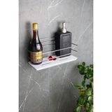 Mikasso Kristal Raflı Krom Banyo ve Kozmetik Düzenleyici Yapışkanlı Banyo Rafı Şampuanlık Paslanmaz Çelik Be - Çok Renkli