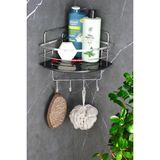 Mikasso Kristal Raflı Lamalı Krom Şampuanlık Yapışkanlı Banyo Düzenleyici Köşeliği Duş Rafı Paslanmaz Çelik - Çok Renkli