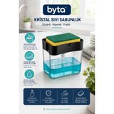 Mikasso Kristal Sıvı Sabunluk Sünger Hazneli Bulaşık Sabun Dispenseri Şeffaf Mutfak Organizeri Plastik - Çok Renkli