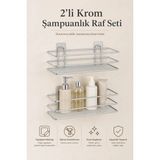 Mikasso Krom 2’li Tş01 Şampuanlık Raf Seti Yapışkanlı Banyo Rafı Duş Rafı Organizer – 2’li Set (Tş01) Metal - Çok Renkli