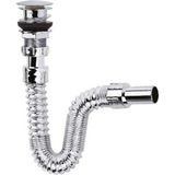 Mikasso Krom Bas Çek Lavabo Sifonu, Su Tasarruflu, Modern Banyo ve Mutfak Sifonu