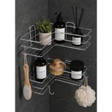 Mikasso Krom Gümüş 2li Banyo Rafı Köşeliği Köşe Rafı Yapışkanlı Duş Düzenleyici Organizer Banyo Rafı Metal G - Çok Renkli