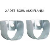 Mikasso Krom Oval Boru Askı Flanşı Gardırop Dolap Içi Askılık Boru Aparatı Mobilya Uyumlu 2 Adet Gri